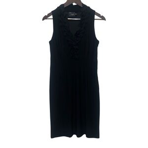 Just Taylor Women’s Size 8 Black Scalloped Ruffle Neck Dress Sleeveless Lined